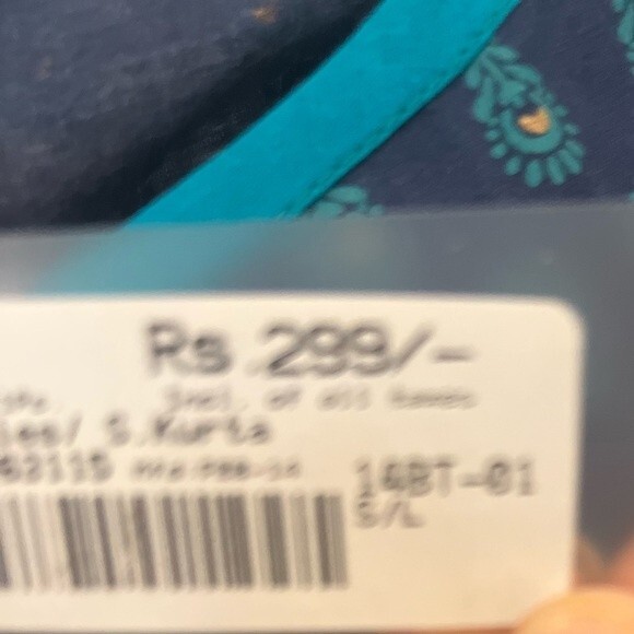 Sabhyata Dress Sleeveless Blue and Green Print Women's Sz L India Dress NEW - Picture 7 of 12